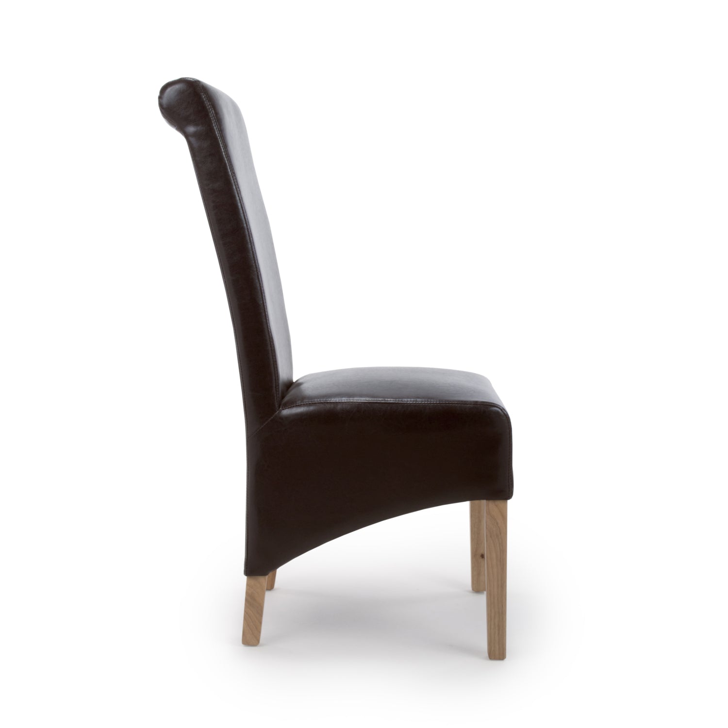 Dark Brown Leather Roll Back Dining Chair - Home Furniture Interiors