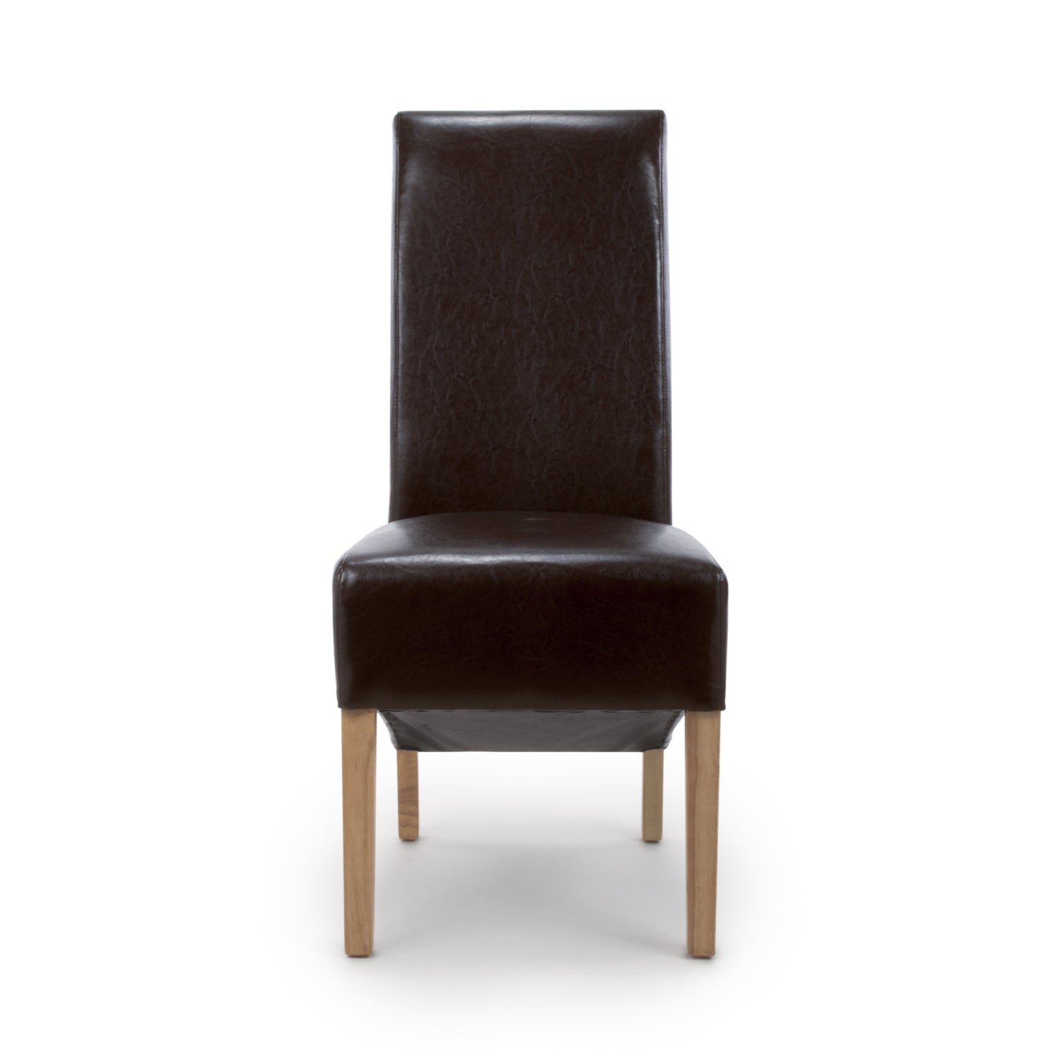 Dark Brown Leather Roll Back Dining Chair - Home Furniture Interiors