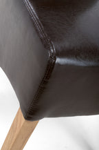 Dark Brown Leather Roll Back Dining Chair - Home Furniture Interiors