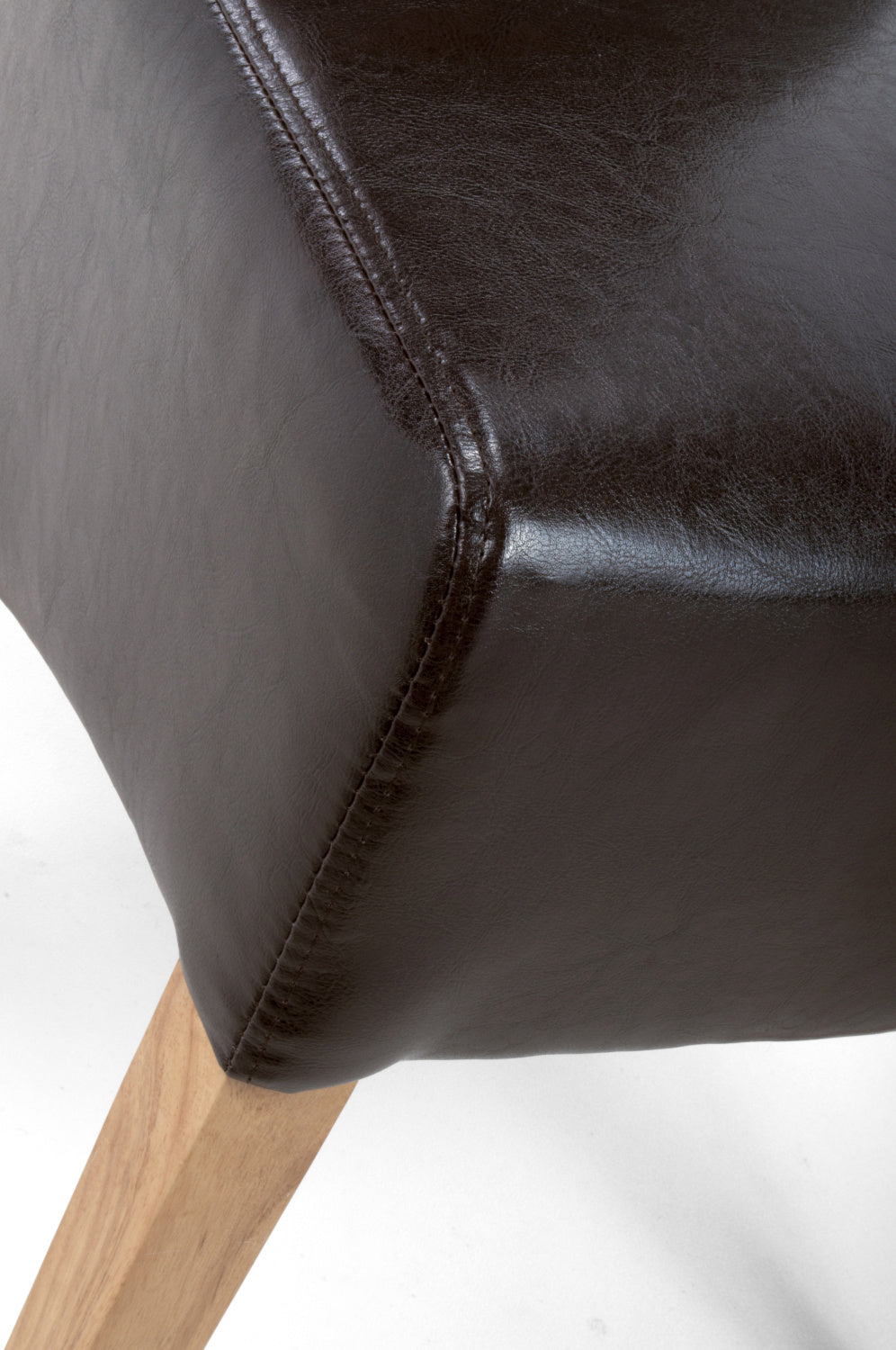 Dark Brown Leather Roll Back Dining Chair - Home Furniture Interiors