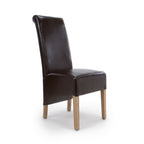 Dark Brown Leather Roll Back Dining Chair - Home Furniture Interiors
