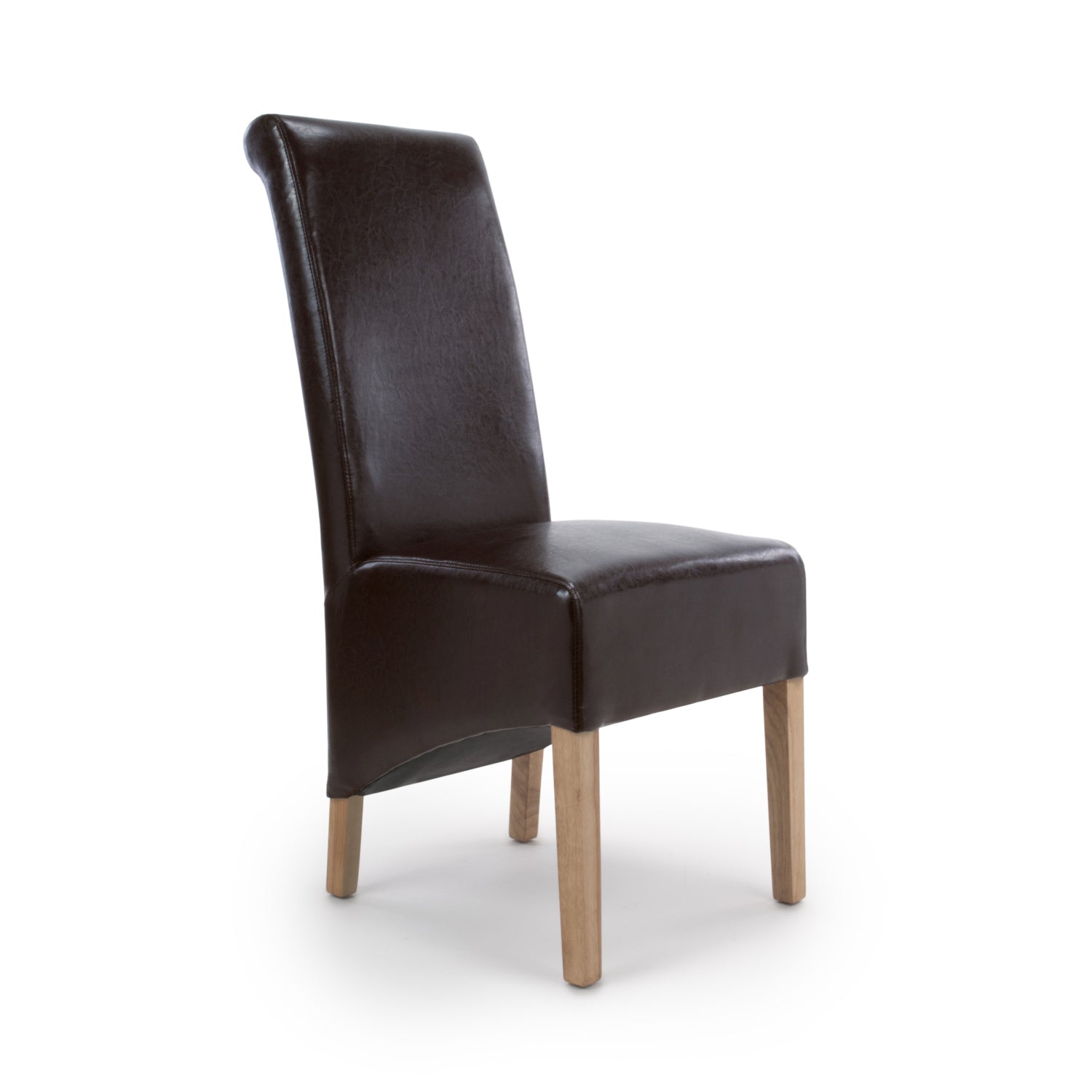 Dark Brown Leather Roll Back Dining Chair - Home Furniture Interiors