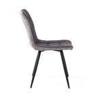 Dark Grey 2 Tone Suede Dining Chair Black Legs - Home Furniture Interiors