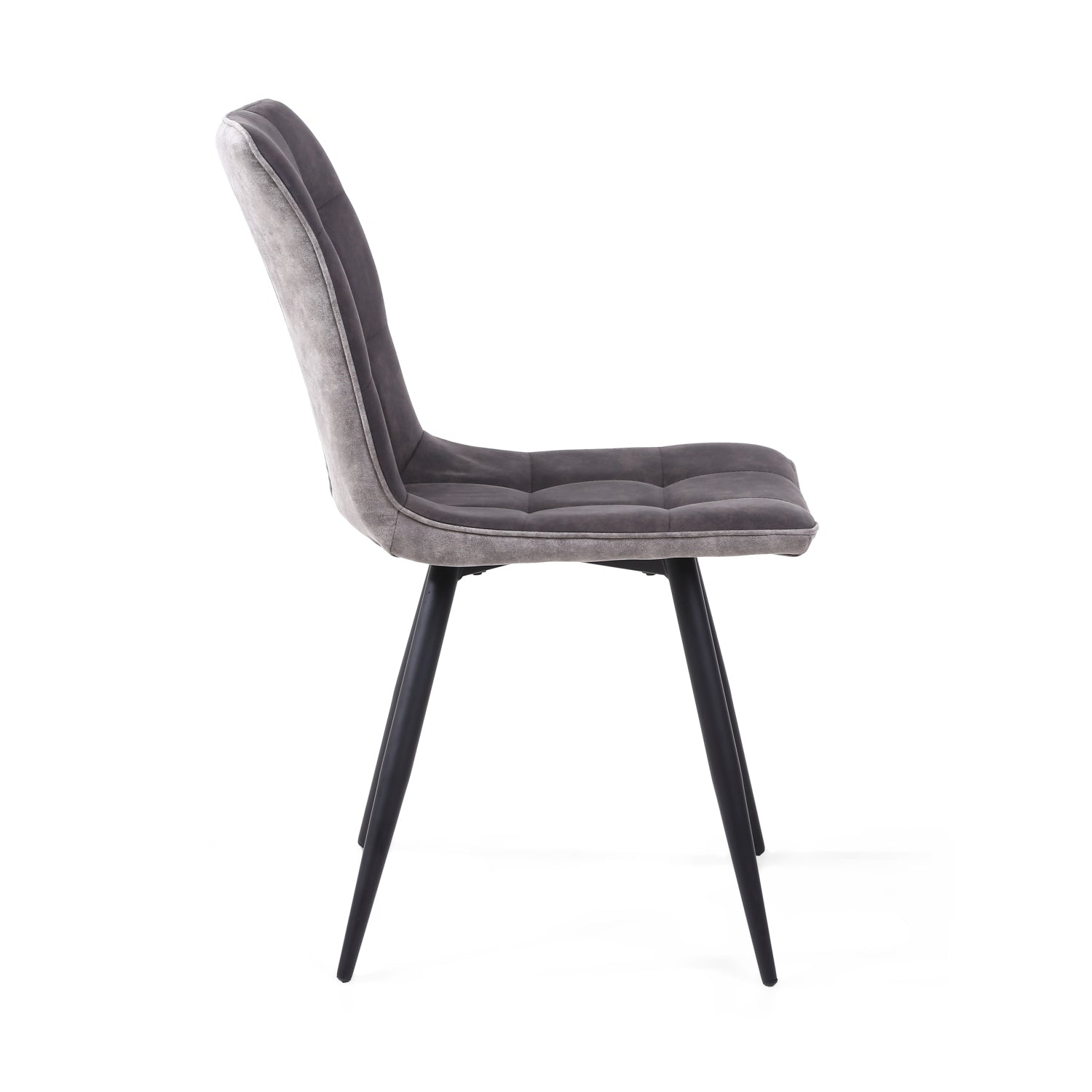 Dark Grey 2 Tone Suede Dining Chair Black Legs - Home Furniture Interiors