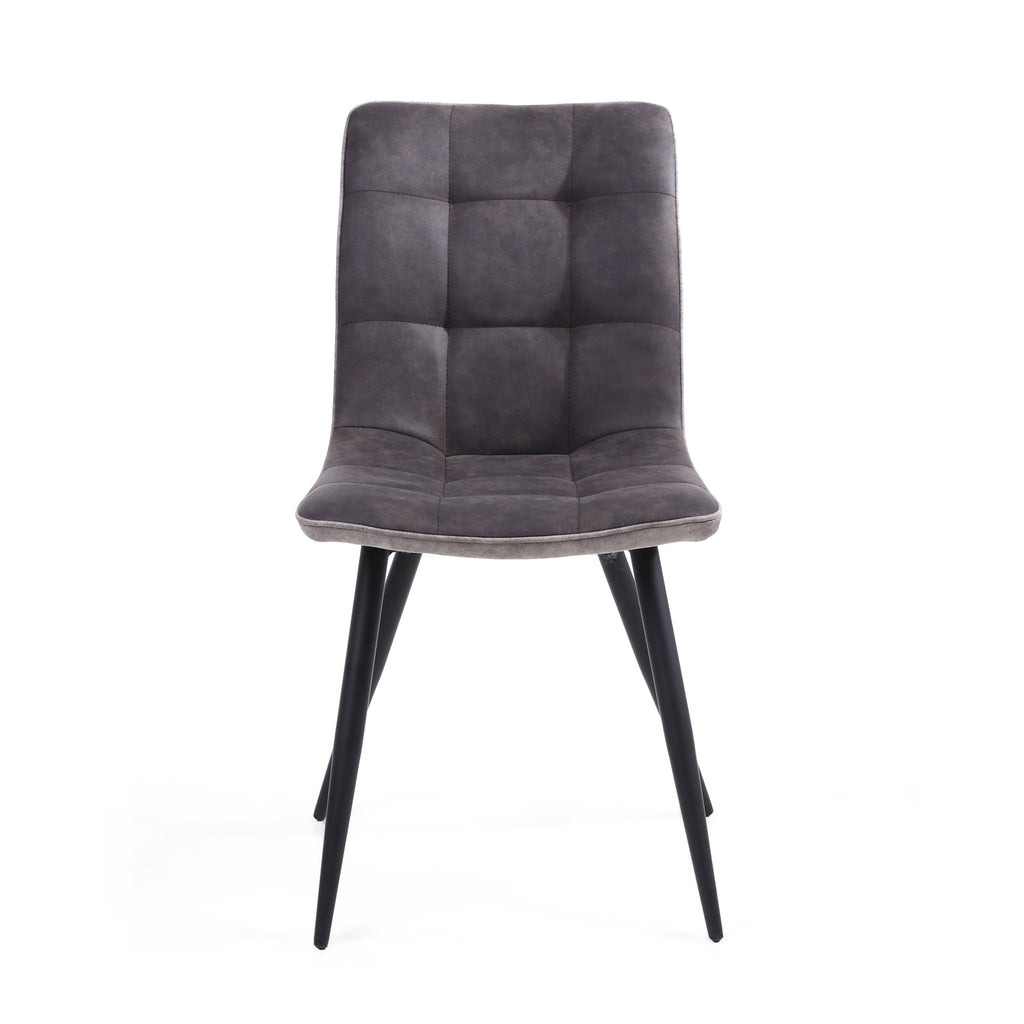 Dark Grey 2 Tone Suede Dining Chair Black Legs - Home Furniture Interiors