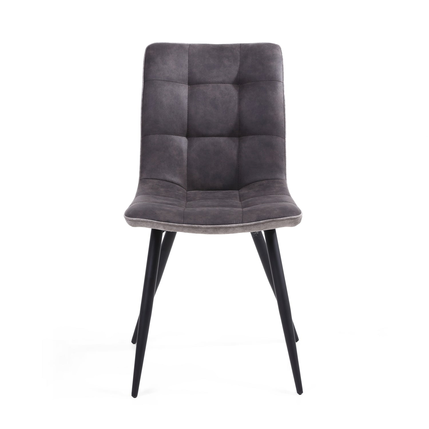 Dark Grey 2 Tone Suede Dining Chair Black Legs - Home Furniture Interiors