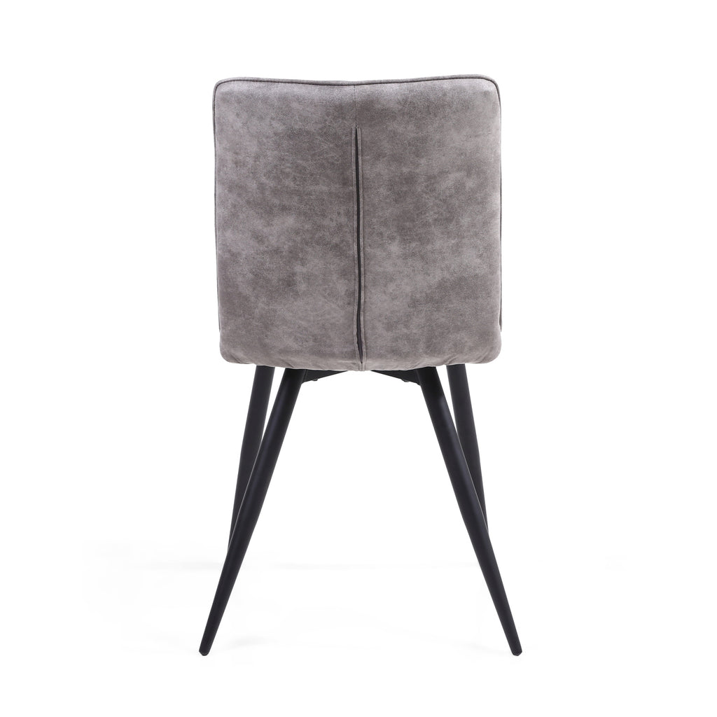 Dark Grey 2 Tone Suede Dining Chair Black Legs - Home Furniture Interiors