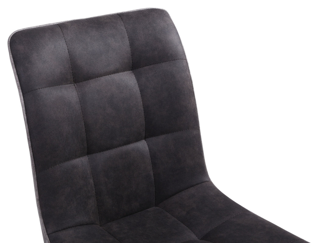 Dark Grey 2 Tone Suede Dining Chair Black Legs - Home Furniture Interiors
