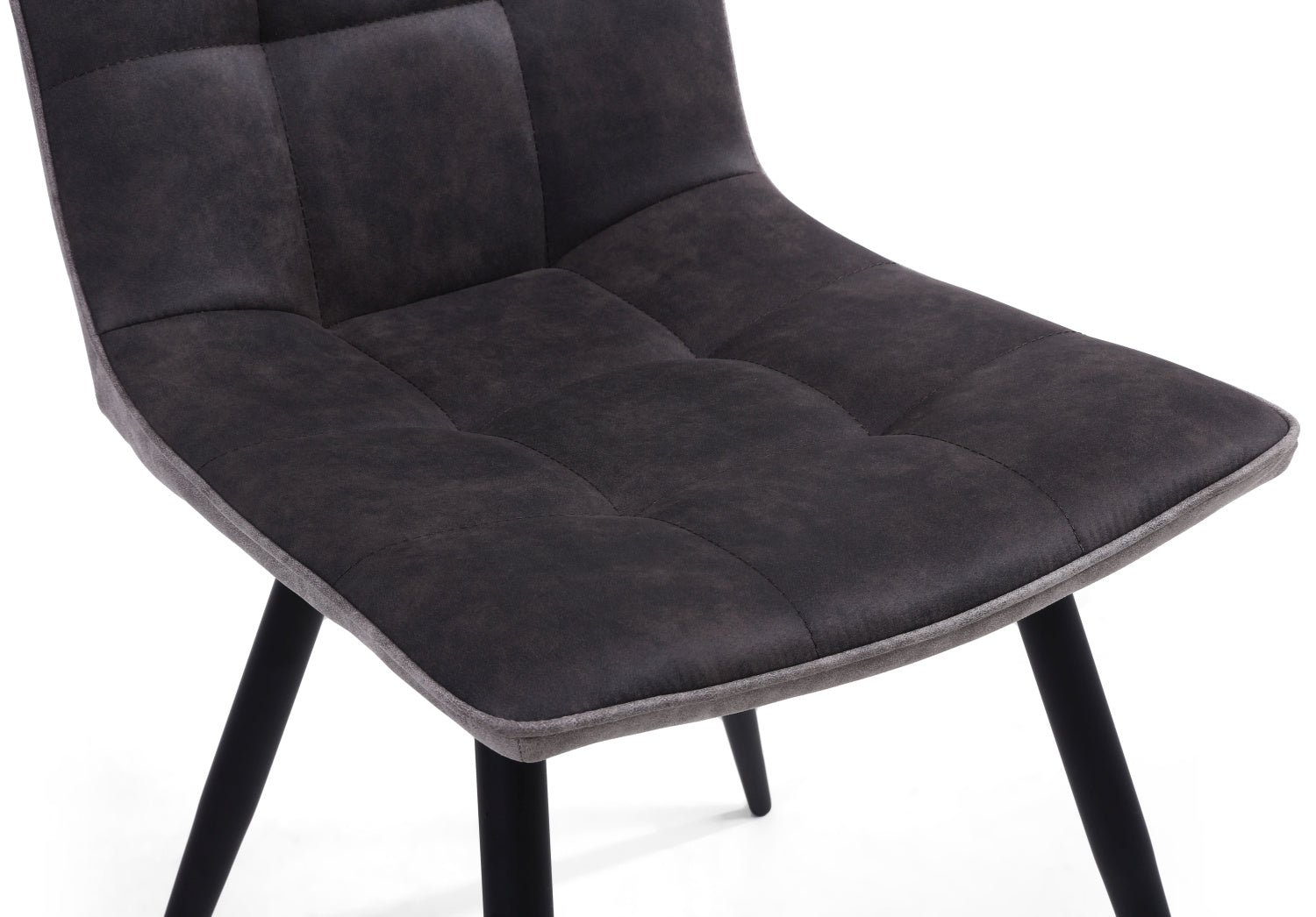 Dark Grey 2 Tone Suede Dining Chair Black Legs - Home Furniture Interiors