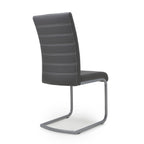 Dark Grey Leather Dining Chair White Stitching - Home Furniture Interiors