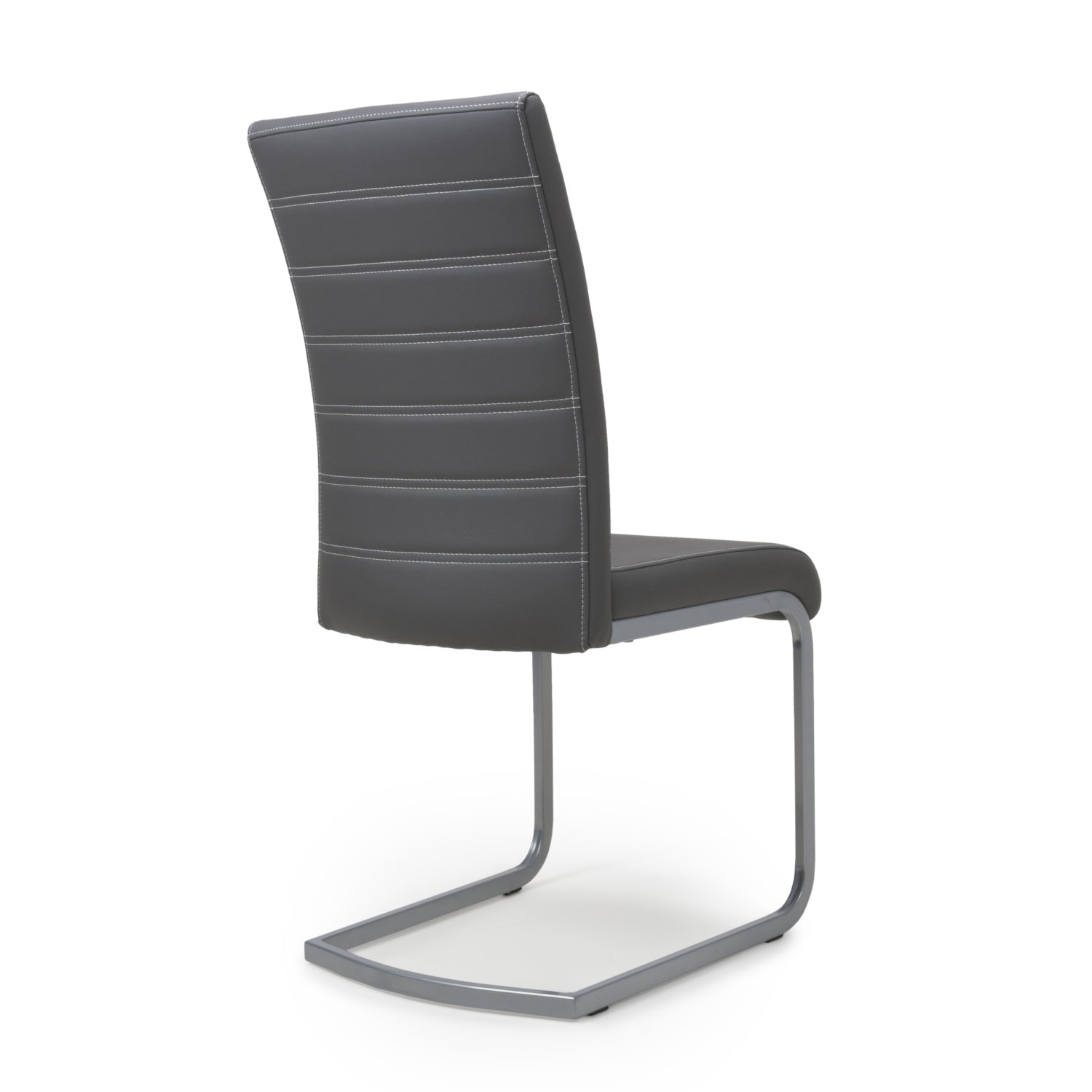 Dark Grey Leather Dining Chair White Stitching - Home Furniture Interiors