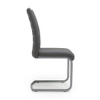 Dark Grey Leather Dining Chair White Stitching - Home Furniture Interiors