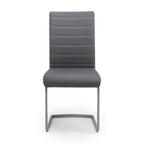 Dark Grey Leather Dining Chair White Stitching - Home Furniture Interiors