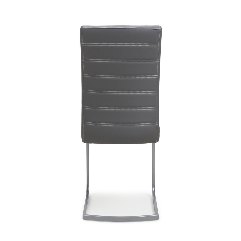 Dark Grey Leather Dining Chair White Stitching - Home Furniture Interiors