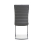 Dark Grey Leather Dining Chair White Stitching - Home Furniture Interiors