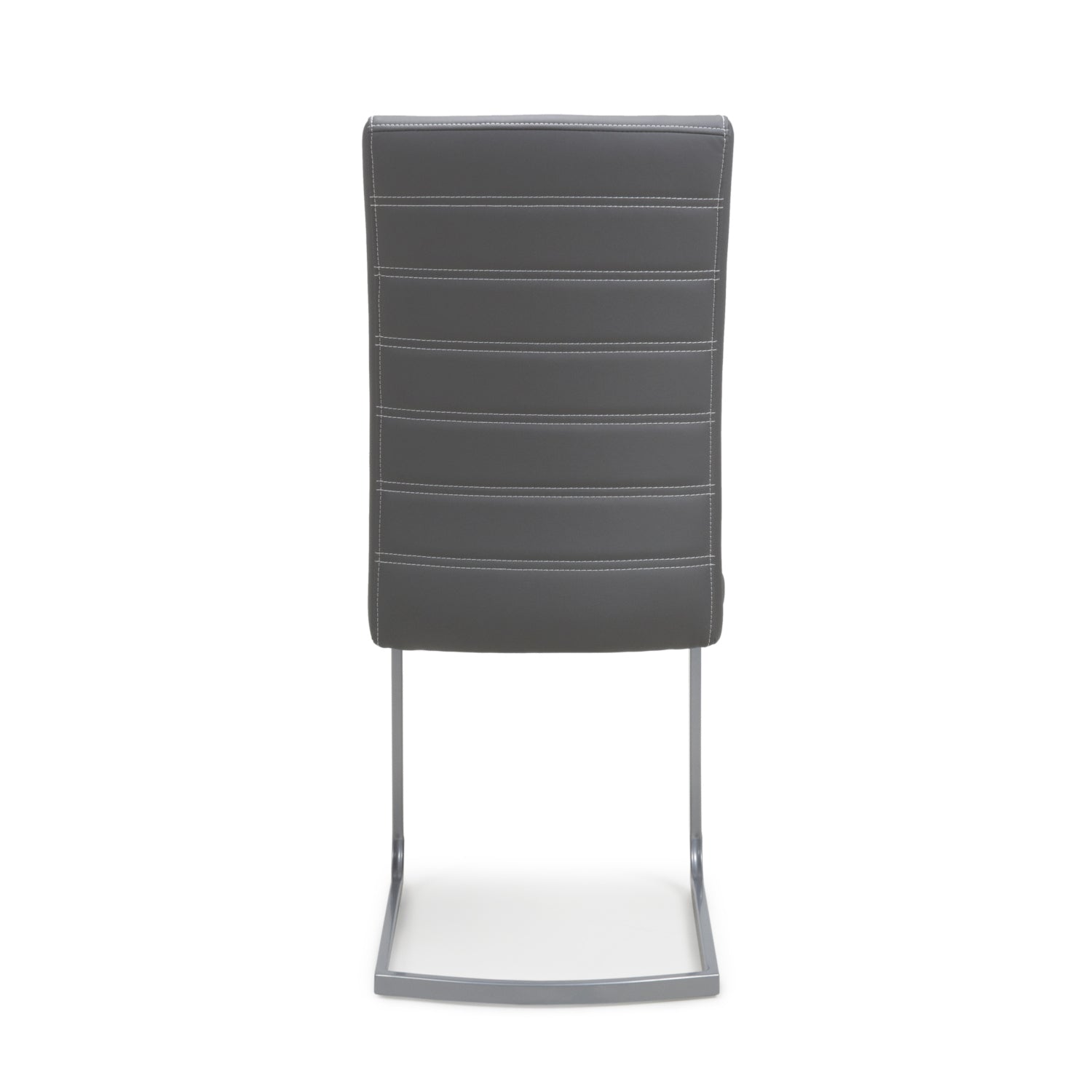 Dark Grey Leather Dining Chair White Stitching - Home Furniture Interiors