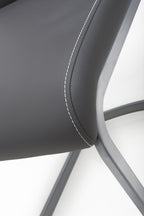 Dark Grey Leather Dining Chair White Stitching - Home Furniture Interiors