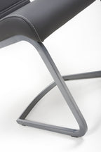 Dark Grey Leather Dining Chair White Stitching - Home Furniture Interiors