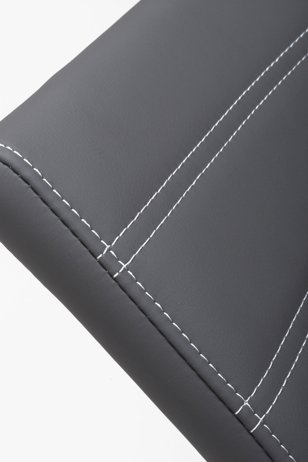 Dark Grey Leather Dining Chair White Stitching - Home Furniture Interiors