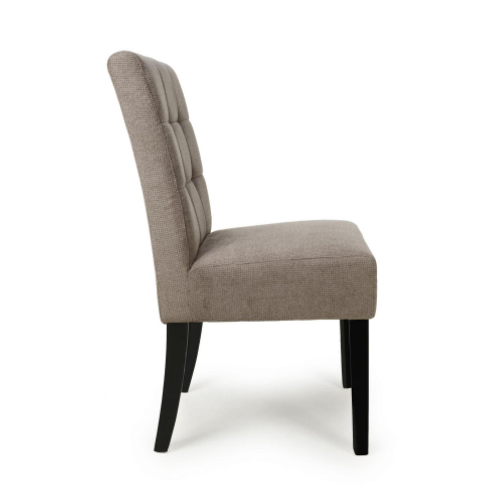 Flax Light Brown Natural Fabric Dining Chair Black Wooden Legs - Home Furniture Interiors
