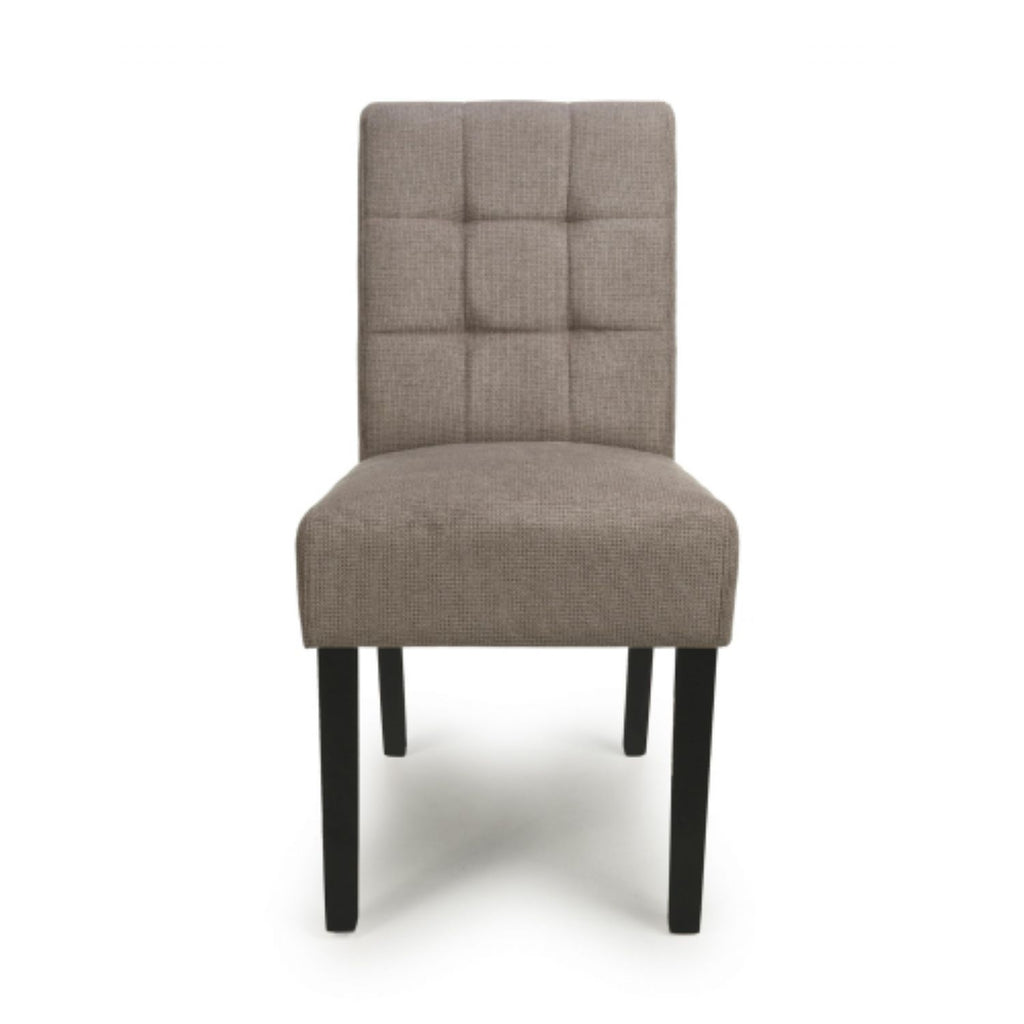 Flax Light Brown Natural Fabric Dining Chair Black Wooden Legs - Home Furniture Interiors