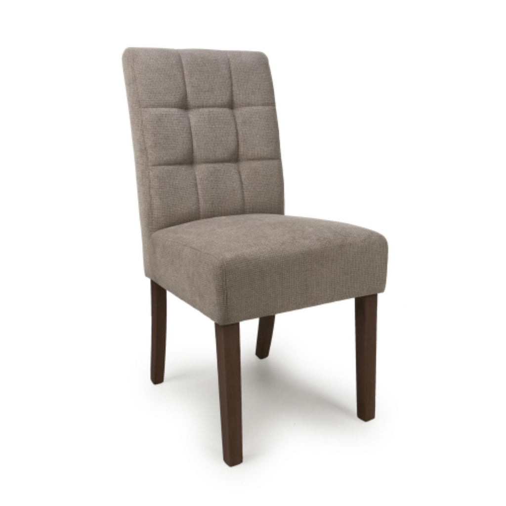 Flax Waffle Light Brown Fabric Dining Chair Walnut Wood Legs