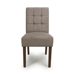 Flax Waffle Light Brown Fabric Dining Chair Walnut Wood Legs - Home Furniture Interiors