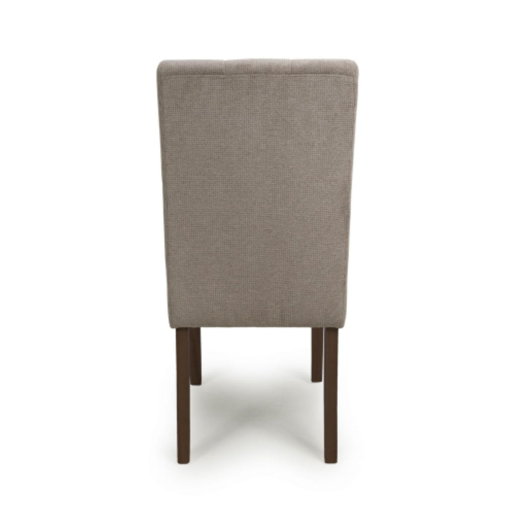 Flax Waffle Light Brown Fabric Dining Chair Walnut Wood Legs - Home Furniture Interiors