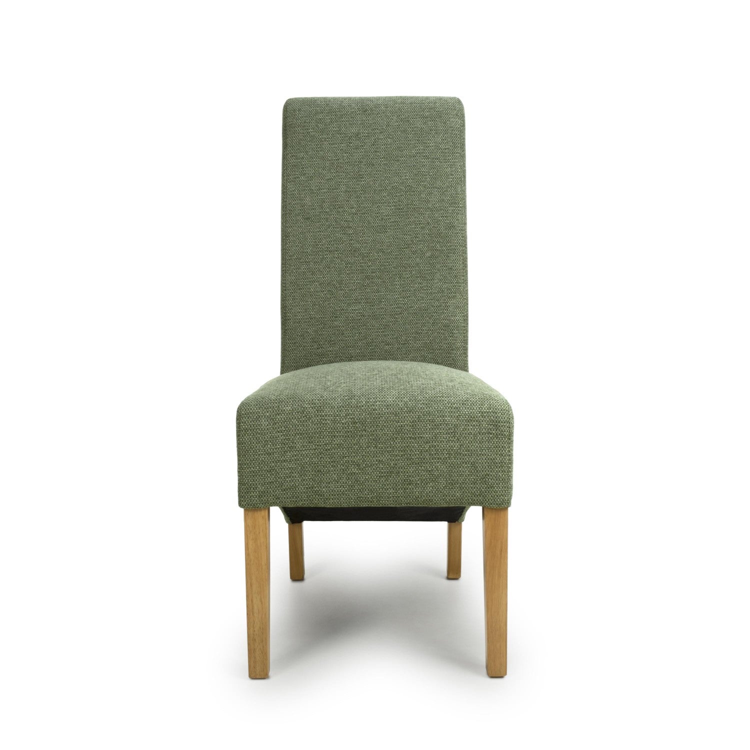 Green Fabric Scroll Back Dining Chair Light Wood Legs - Home Furniture Interiors