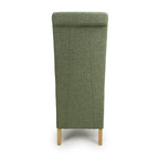 Green Fabric Scroll Back Dining Chair Light Wood Legs - Home Furniture Interiors