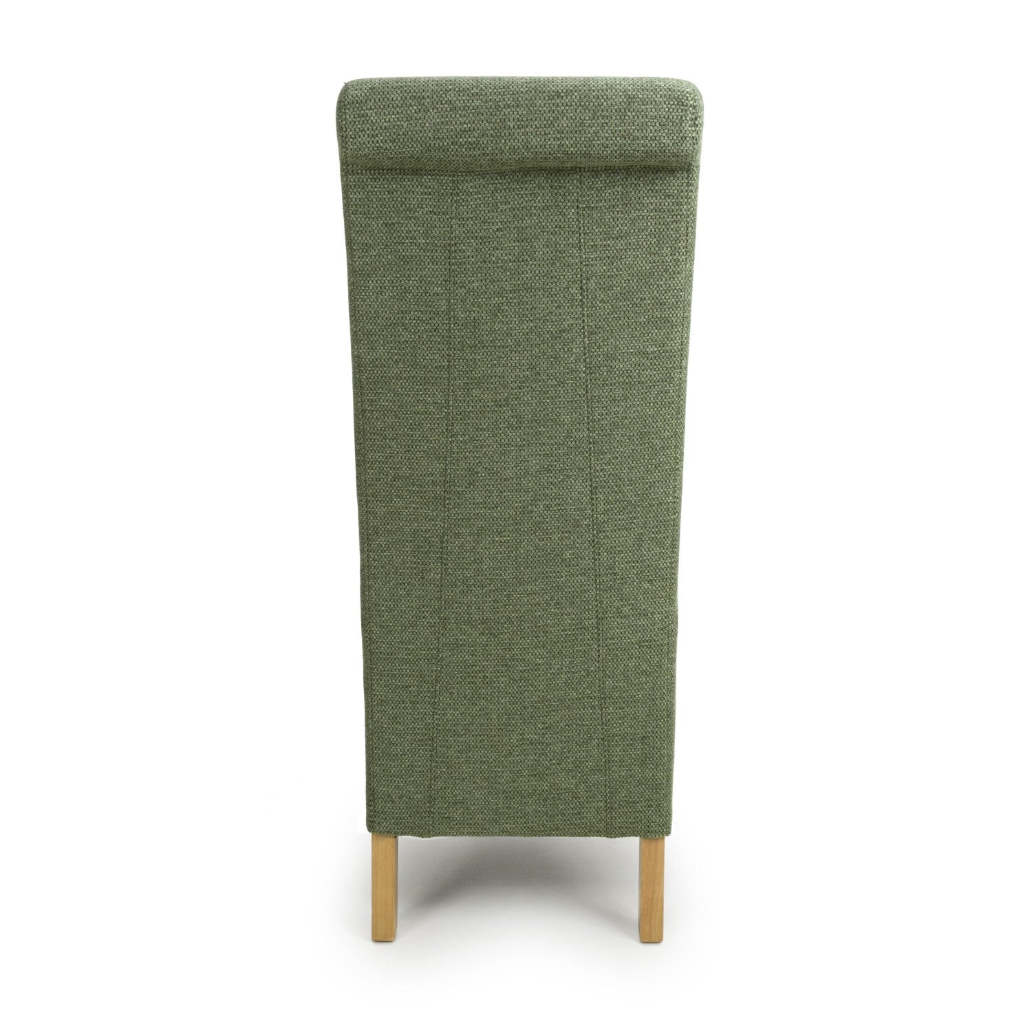 Green Fabric Scroll Back Dining Chair Light Wood Legs - Home Furniture Interiors