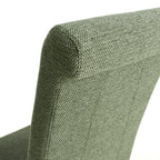 Green Fabric Scroll Back Dining Chair Light Wood Legs - Home Furniture Interiors