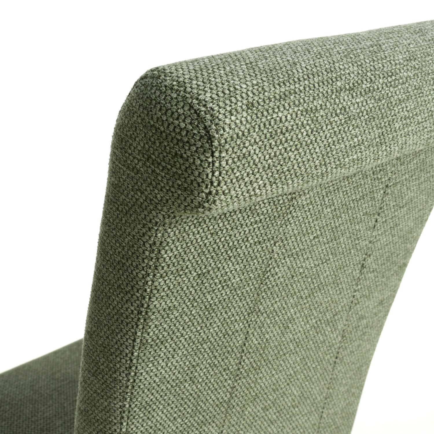 Green Fabric Scroll Back Dining Chair Light Wood Legs - Home Furniture Interiors