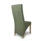 Green Fabric Weave Wave Back Dining Chair Wooden Legs - Home Furniture Interiors
