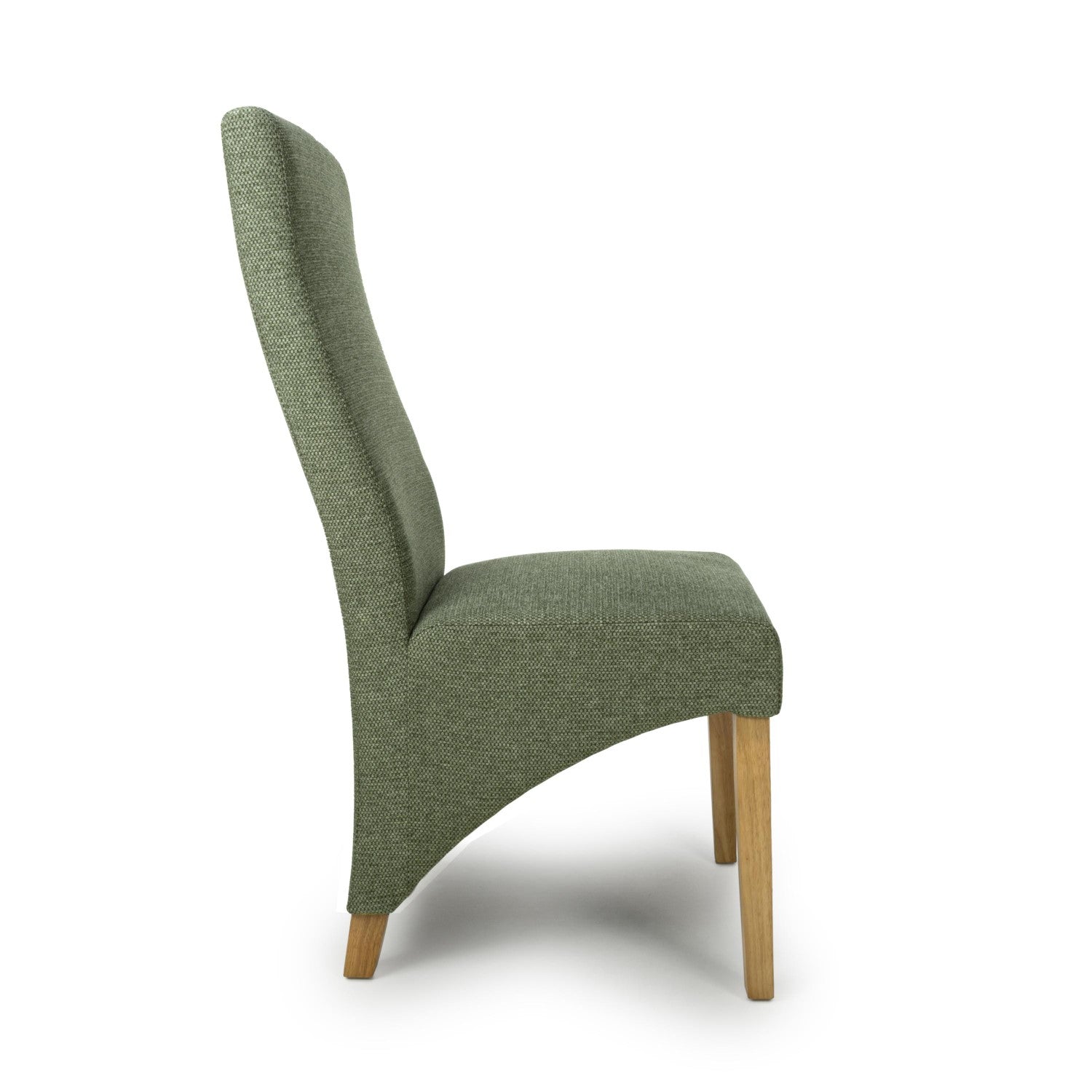 Green Fabric Weave Wave Back Dining Chair Wooden Legs - Home Furniture Interiors