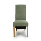 Green Fabric Weave Wave Back Dining Chair Wooden Legs - Home Furniture Interiors