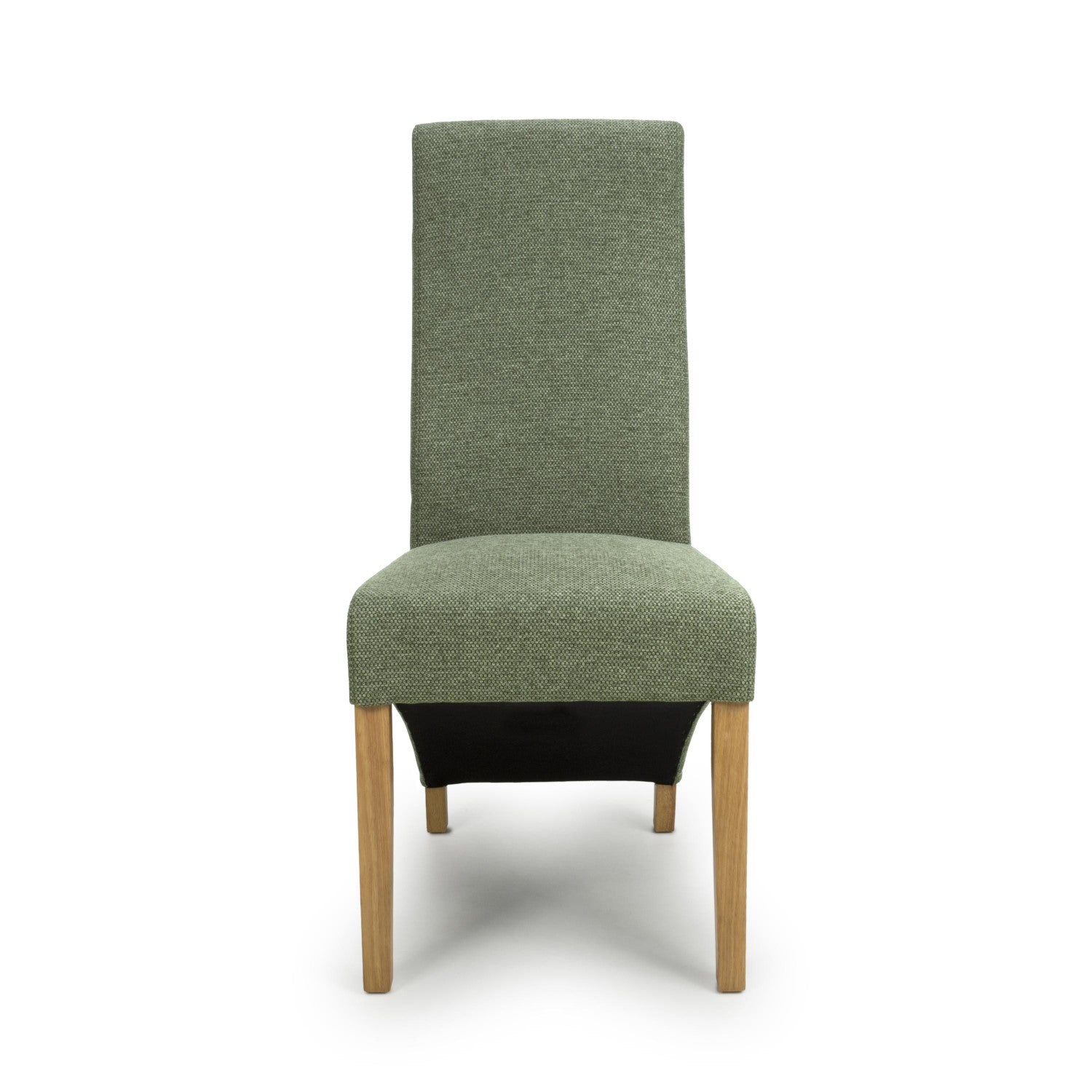 Green Fabric Weave Wave Back Dining Chair Wooden Legs - Home Furniture Interiors