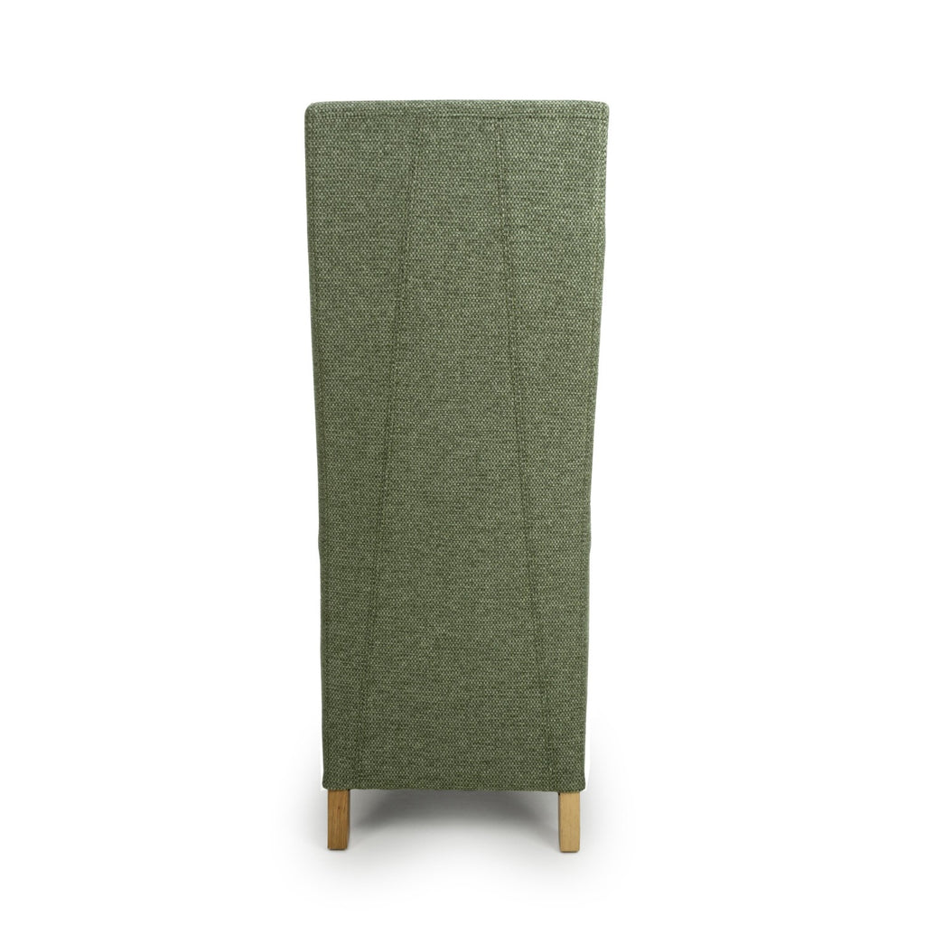 Green Fabric Weave Wave Back Dining Chair Wooden Legs - Home Furniture Interiors