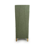 Green Fabric Weave Wave Back Dining Chair Wooden Legs - Home Furniture Interiors