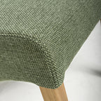 Green Fabric Weave Wave Back Dining Chair Wooden Legs - Home Furniture Interiors
