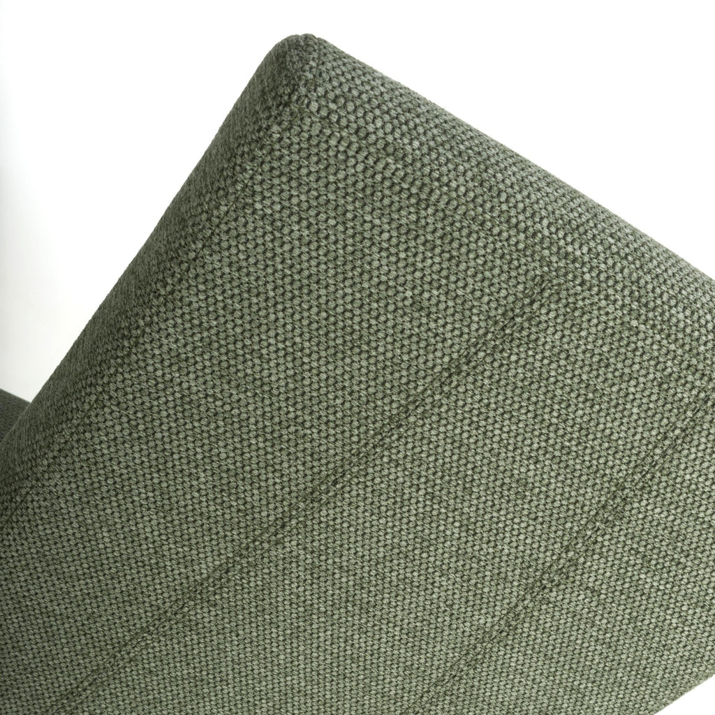 Green Fabric Weave Wave Back Dining Chair Wooden Legs - Home Furniture Interiors
