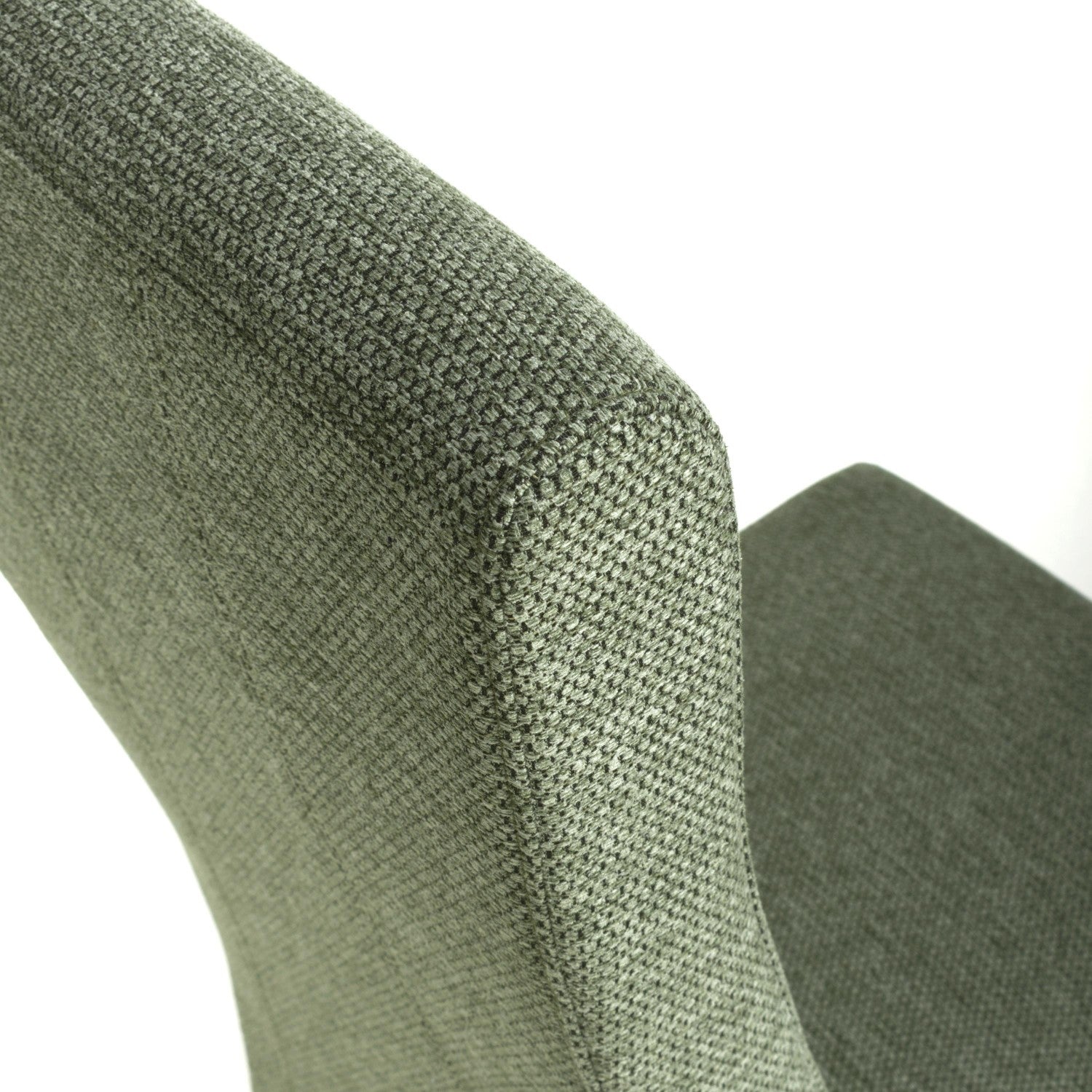 Green Fabric Weave Wave Back Dining Chair Wooden Legs - Home Furniture Interiors