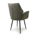 Green Tweed Fabric Swivel Dining Chair Black Metal Legs - Home Furniture Interiors