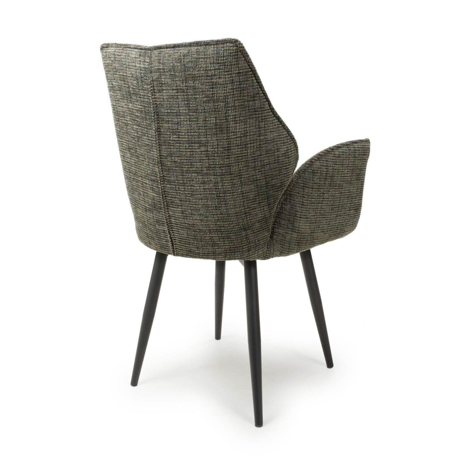 Green Tweed Fabric Swivel Dining Chair Black Metal Legs - Home Furniture Interiors