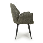 Green Tweed Fabric Swivel Dining Chair Black Metal Legs - Home Furniture Interiors