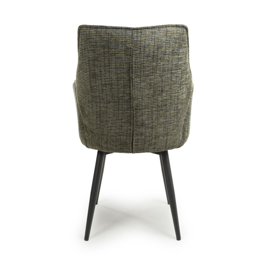Green Tweed Fabric Swivel Dining Chair Black Metal Legs - Home Furniture Interiors
