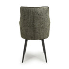 Green Tweed Fabric Swivel Dining Chair Black Metal Legs - Home Furniture Interiors