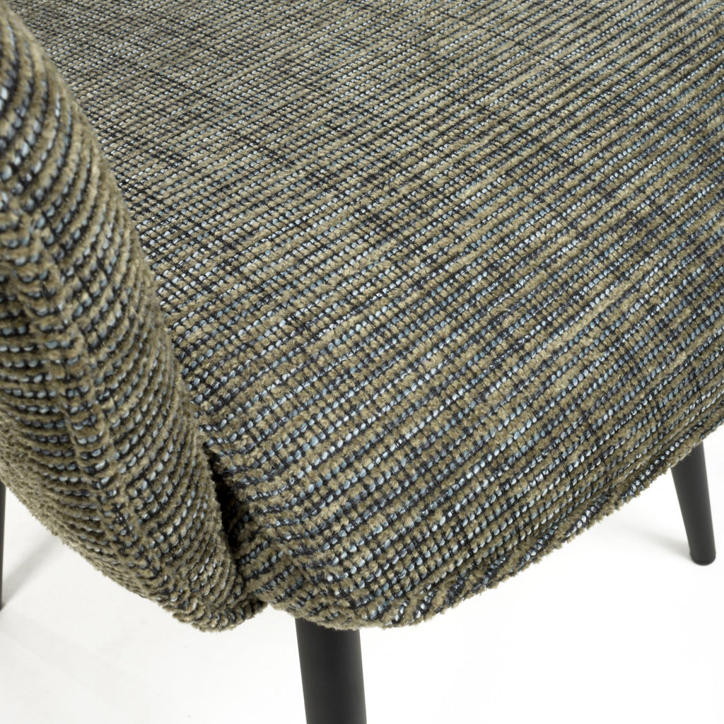 Green Tweed Fabric Swivel Dining Chair Black Metal Legs - Home Furniture Interiors