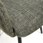 Green Tweed Fabric Swivel Dining Chair Black Metal Legs - Home Furniture Interiors