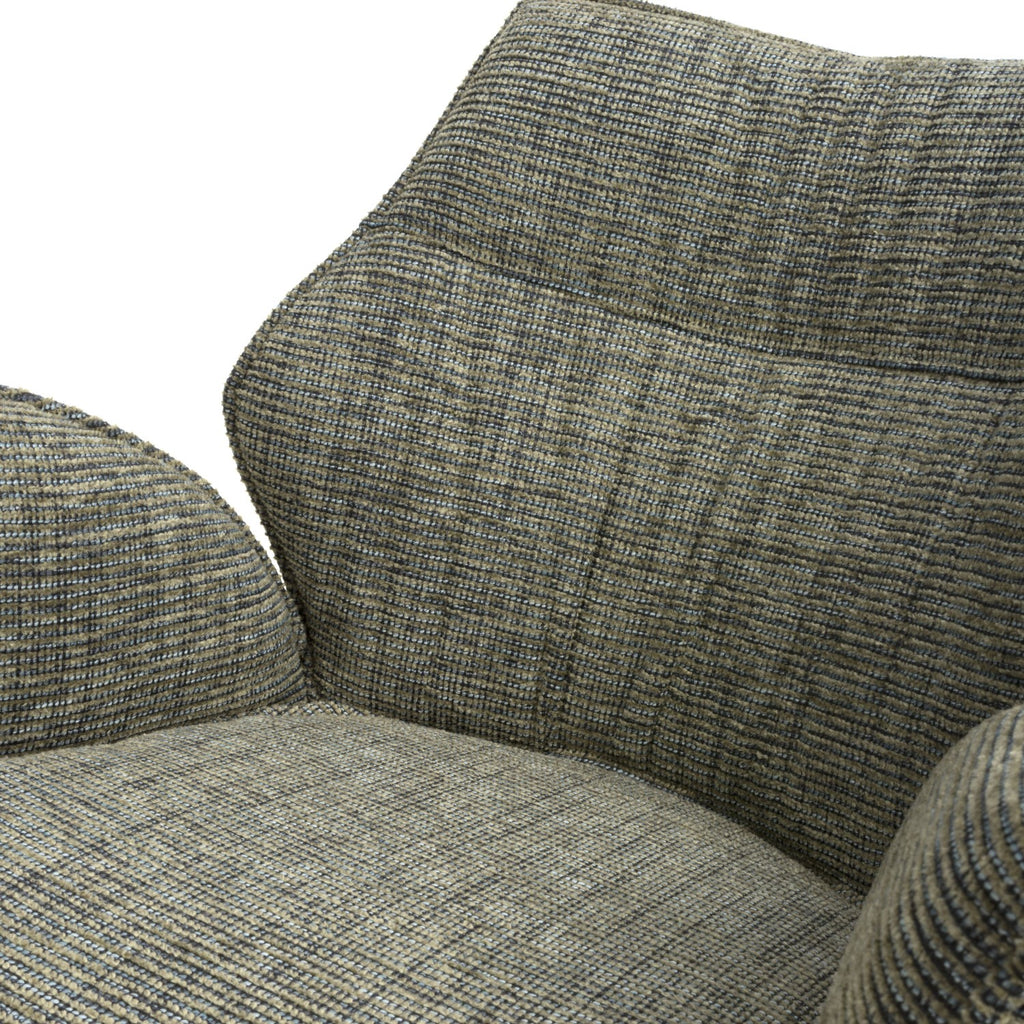 Green Tweed Fabric Swivel Dining Chair Black Metal Legs - Home Furniture Interiors